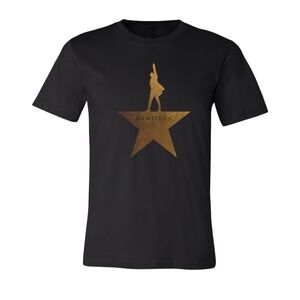 Hamilton Black Graphic T-Shirt Gold Star Logo Broadway Musical Theater Merch L